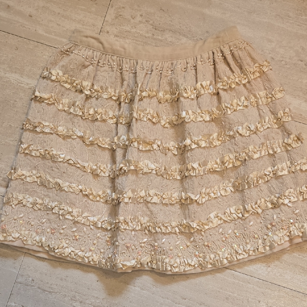 Manoush Beaded/Ribbon Bow/Sequin Accent Skirt